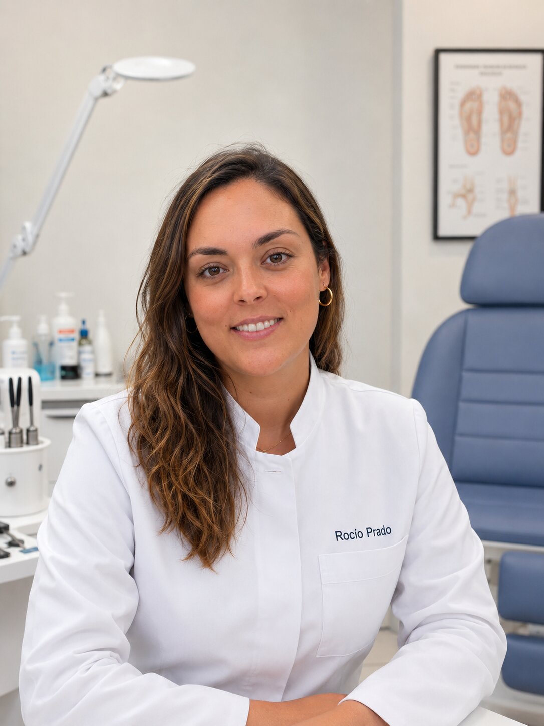Rocío Prado Calvo, podóloga colegiada en Madrid, en su consulta